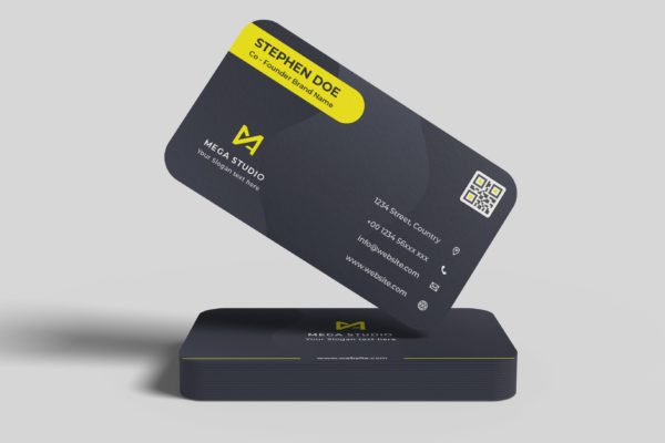 高端企业名片设计悬浮叠放效果图样机V2 Floating Business Card Mockup V2