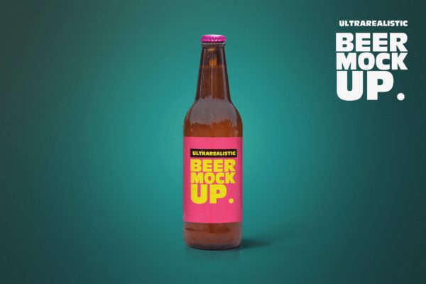 50cl小支装啤酒酒瓶外观设计预览样机 Standing Clean 50cl Beer Mockup