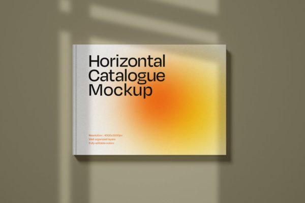 横板产品目录画册封面设计特写样机模板 Horizontal Catalogue Cover Mockup