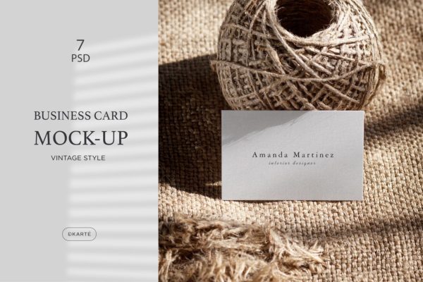 优雅复古风格背景企业名片设计展示样机 Business Card Mock-Up