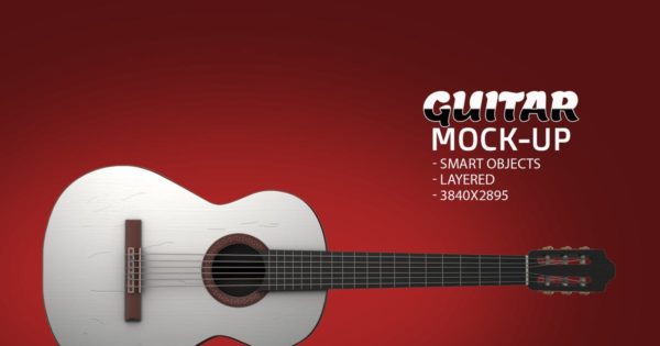 吉他产品外观设计效果图样机模板v4 Guitar Face PSD Mock-up