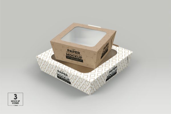 内部可视纸盒包装设计效果图样机 Paper Tapered Window Boxes Packaging Mockup
