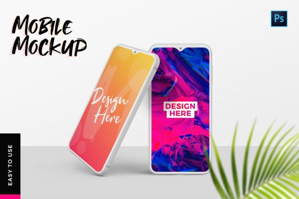 水滴屏手机UI设计展示效果图样机 Mobile Mockup