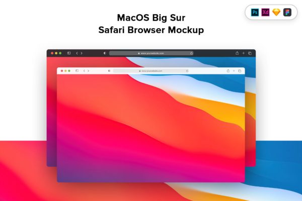MacOS系统Safari浏览器样机模板 Safari Browser Mockup – MacOS Big Sur Version