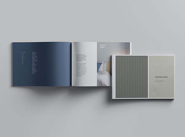 A4规格企业画册/产品手册封面&内页排版设计展示样机 A4 Landscape Perfect Binding Brochure Mockup