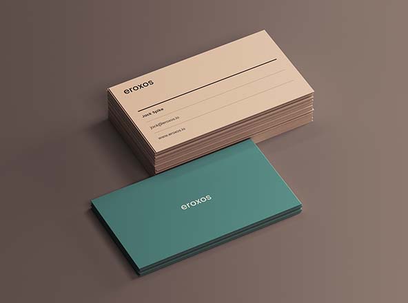经典朴实风格企业名片设计叠放效果图样机 Classic Business Cards Mockup