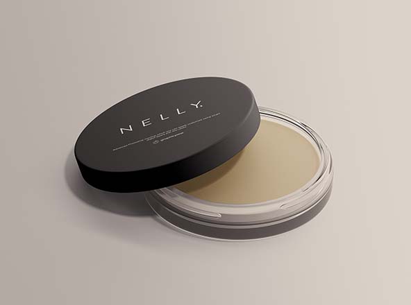 圆形透明玻璃化妆盒外观设计展示样机 Clear Glass Cosmetic Jar Mockup