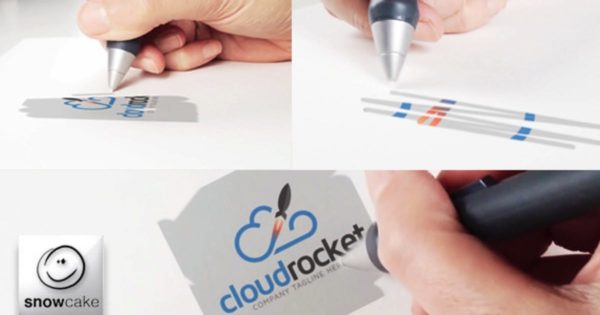 手绘设计场景Logo商标效果图样机 Hand Is Drawing Logo Mock-Up