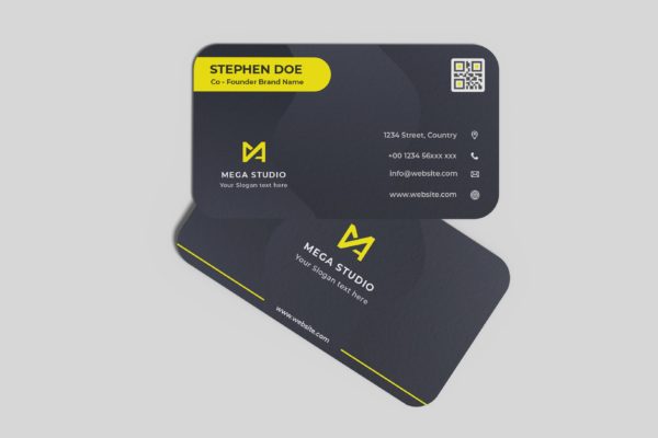 高端企业名片设计悬浮叠放效果图样机V3 Floating Business Card Mockup V3