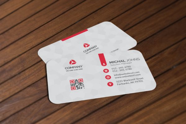 几何科技个人企业公司商务名片模板v.1 Realistic Business Card Mockup V1