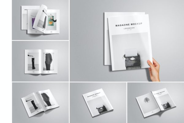 多角度预览杂志内页排版设计样机模板 Us Letter magazine Mockup