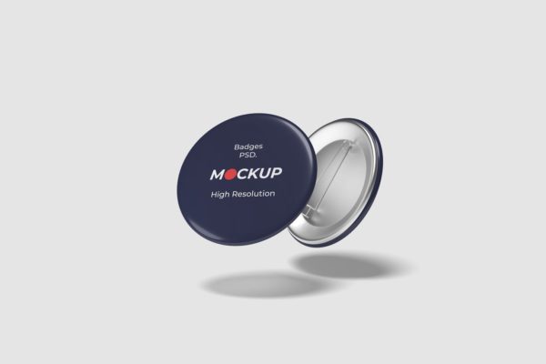 悬浮的徽章&胸针品牌Logo设计样机模板 Flying Badge or Pin Mockup