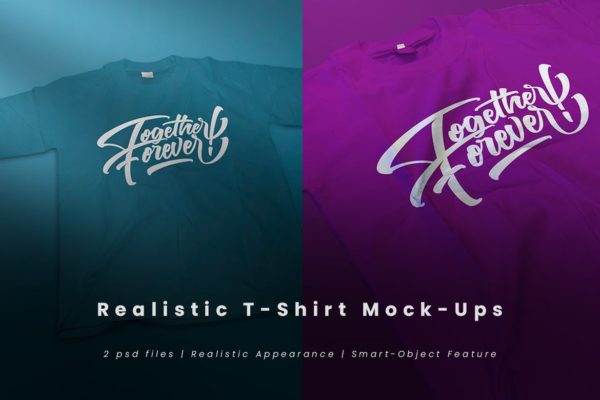 T恤胸前印花设计平铺效果图样机模板 Real T-Shirt Mock-Ups