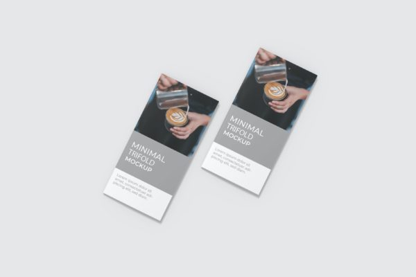 三折页宣传单封面效果预览模板v.1 Minimal Trifold Mockup V1