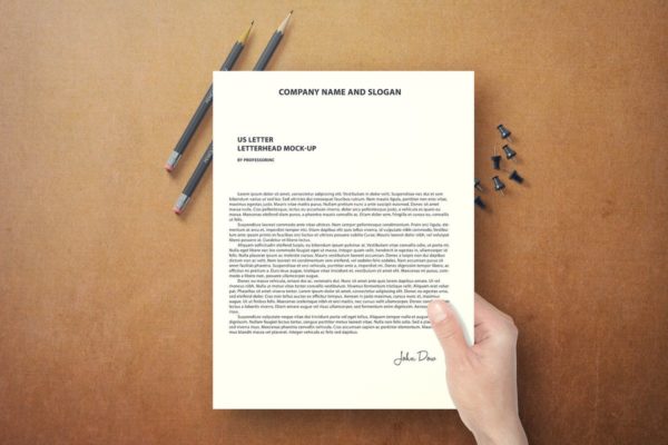 简约风格美式信头信纸版式设计样机 US Letter Letterhead Mock-Up