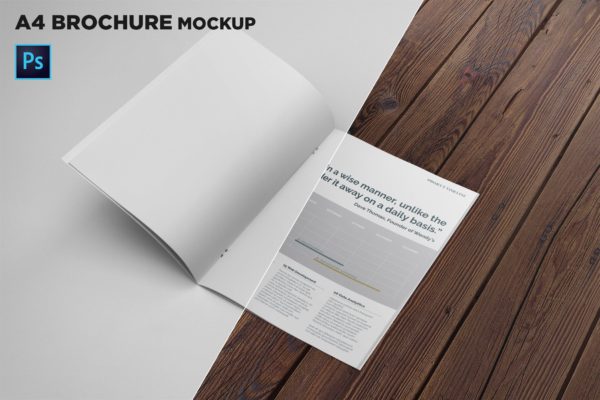 A4尺寸企业/品牌宣传册折叠页效果图样机 A4 Brochure Mockup Folded Page