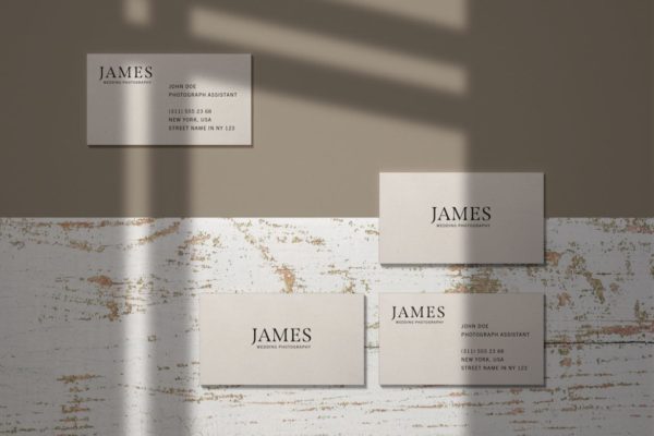 创意商务名片俯视效果预览模板 Business Card Branding Mockup