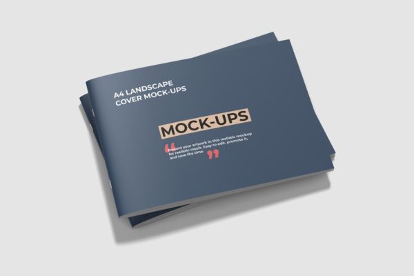 A4封面横版排版风格公司简介小册子模板 A4 Cover Landscape Brochure Mockup