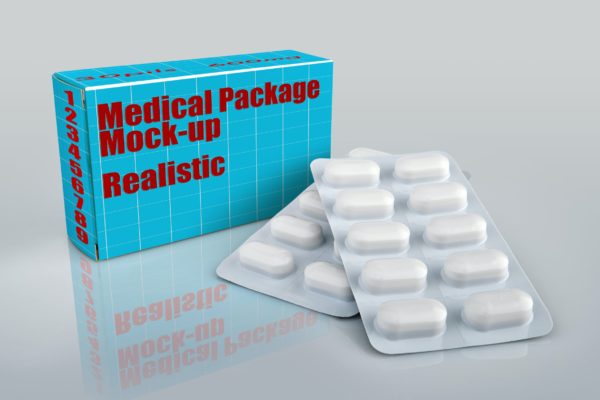 药物药片外包装设计效果图样机v01 Medical box-Mockup-01