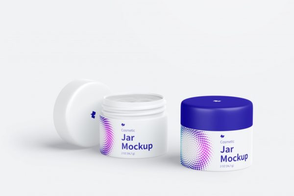 面霜瓶护肤品膏霜瓶包装外观设计展示样机v02 Cosmetic Jar Mockup 02