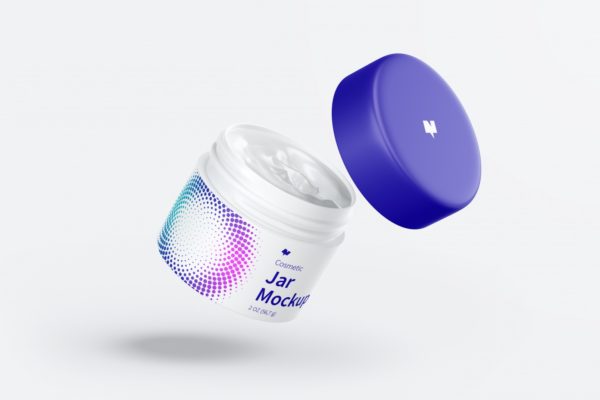 面霜瓶护肤品膏霜瓶外观设计效果图样机v02 Cosmetic Jar Mockup, Floating 02