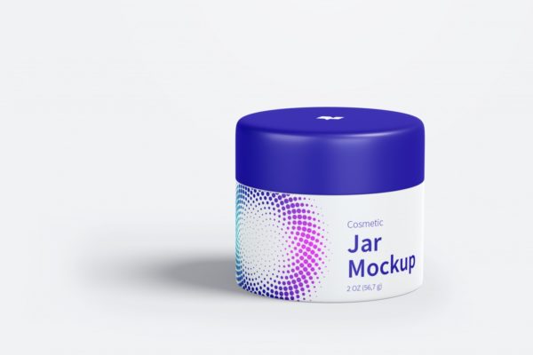 面霜瓶护肤品膏霜瓶外观设计前视图样机v02 Cosmetic Jar Mockup, Front View 02