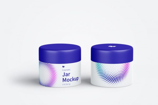 面霜瓶护肤品膏霜瓶外观设计前视图样机v03 Cosmetic Jar Mockup, Front View 03