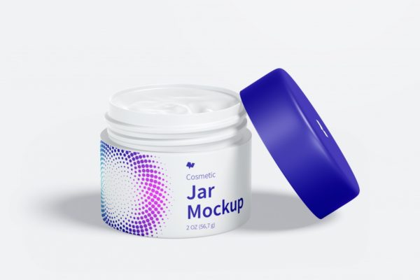 面霜瓶护肤品膏霜瓶外观设计前视图样机v04 Cosmetic Jar Mockup, Front View 04