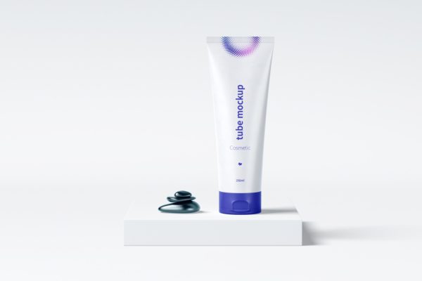 妆品护肤品包装软管外观设计前视图样机模板v01 Cosmetic tube mockup 01
