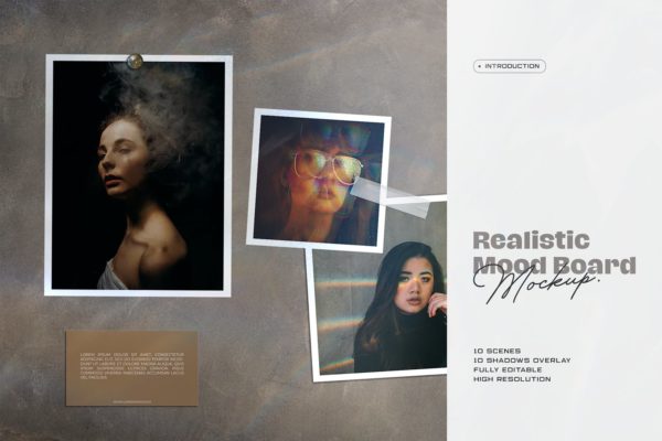10种风格作品集情绪板展示样机PSD模板 Moodboard Mockup Kit