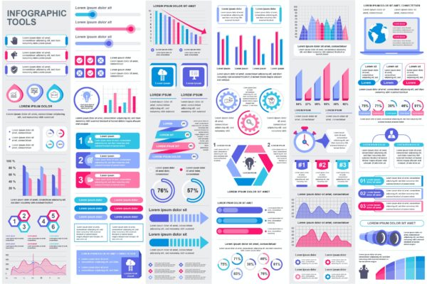 信息图形数据可视化矢量设计模板合集v1 Collection Infographic Elements Template Graphics