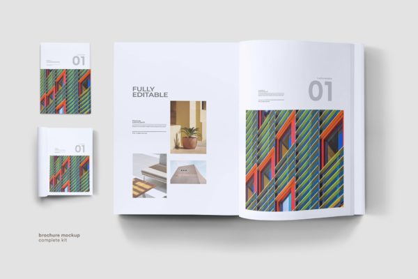企业画册封面&版式设计效果图样机 Brochure Mock Up