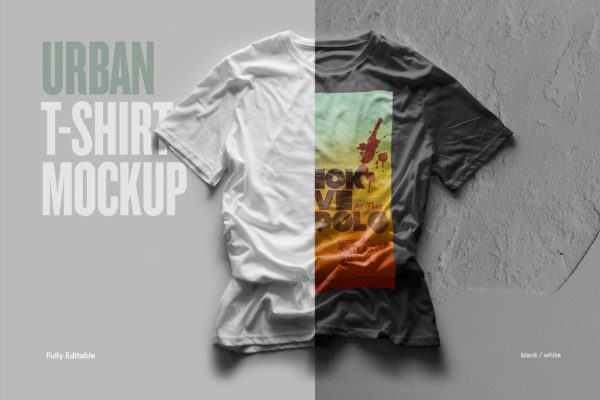 都市风格T恤印花图案设计预览样机 Urban T-Shirt Mock-Up