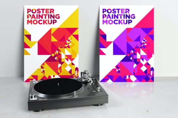 时尚漂亮的大尺寸画框海报样机v.1 Poster Painting Mockup Vol 1