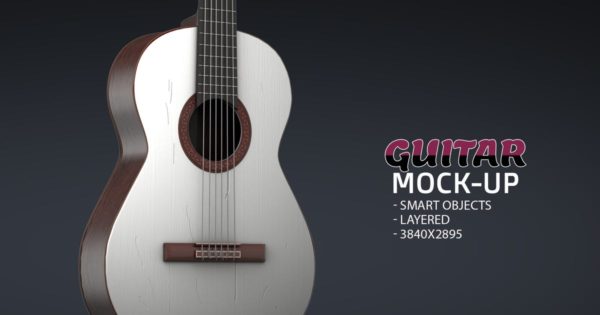 吉他产品外观设计效果图样机模板v2 Guitar Face PSD Mock-up
