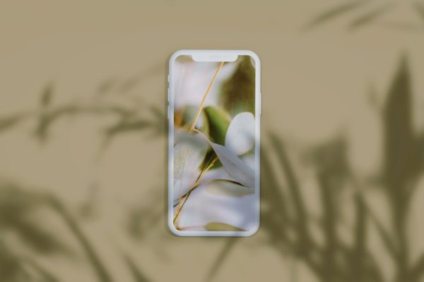 多阴影叠加的iPhone刘海屏页面设计样机模板 iPhone Mockup With Multiple Shadow Overlays