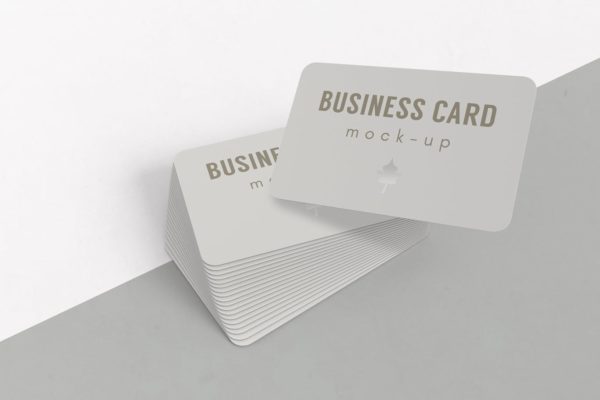 高端圆角企业名片设计效果图样机v2 Business Card Mockup V.2