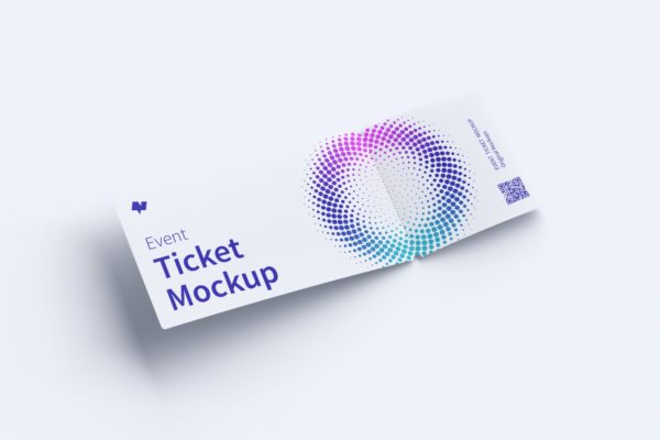 门票入场券设计微折叠效果图样机v01 Event ticket mockup 01