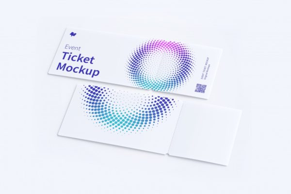 门票入场券双面印刷设计效果图样机v01 Event tickets mockup 01