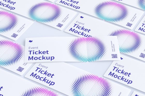 门票入场券设计平铺叠放效果图样机v02 Event tickets mockup 02