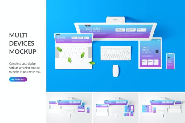 响应式网页设计图多设备屏幕预览样机模板 Multi Devices Screen Mockup