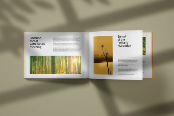 横板产品目录画册内页版式效果图样机 Horizontal Catalogue Mockup