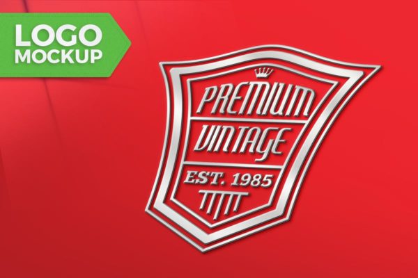 红色背景商标Logo设计印刷效果图样机 Red Logo Mock-Up