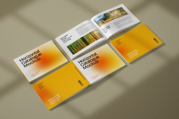 横板产品目录画册网格展示样机模板v2 Horizontal Catalogue Mockup