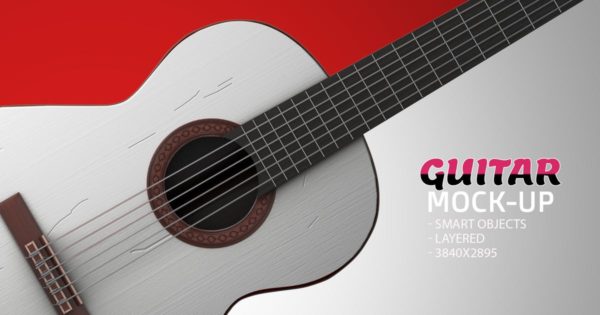 吉他产品外观设计效果图样机模板v5 Guitar Face PSD Mock-up