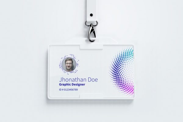 企业工牌胸卡横版设计效果图样机v01 Horizontal ID card mockup 01