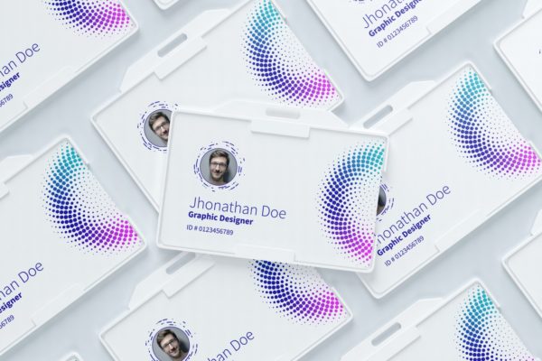 横版设计风格企业胸卡工牌设计效果图样机v01 ID card mockup 01