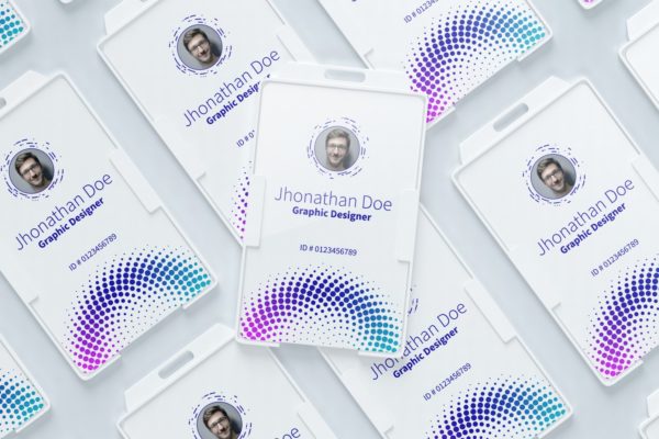 横版设计风格企业胸卡工牌设计效果图样机v02 ID card mockup 02