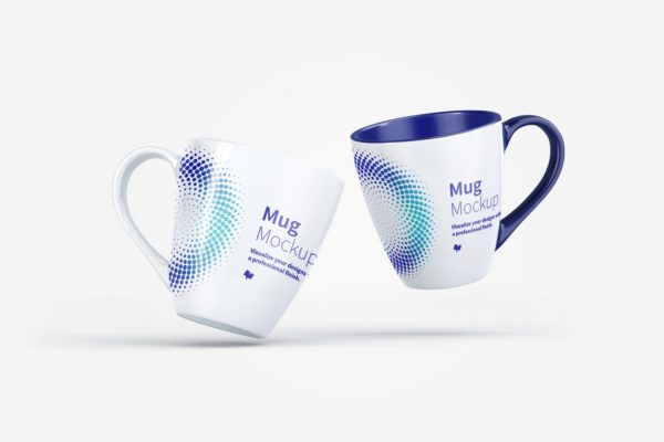 宽口陶瓷杯马克杯设计悬浮视图样机模板v06 Mug Mockup 06