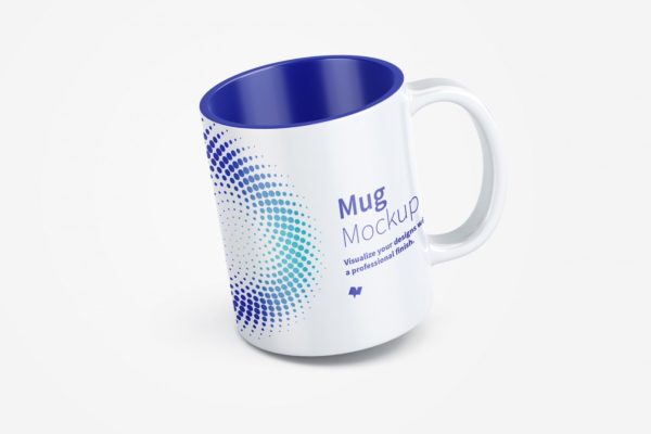 标准马克杯陶瓷杯外观设计上方侧视图样机模板v07 Mug Mockup 07